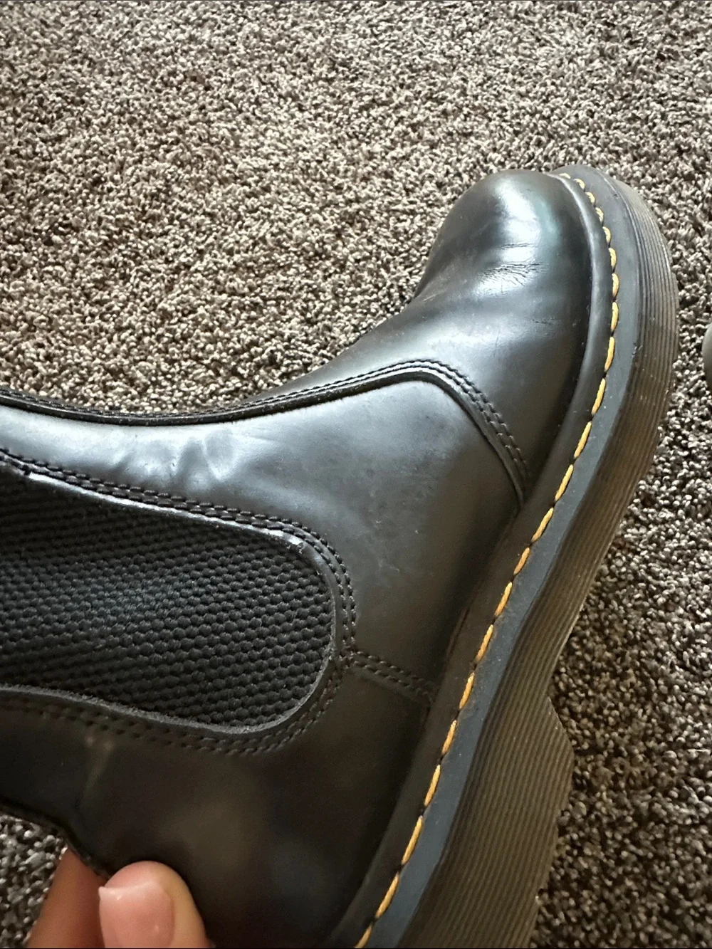 Dr. Martens Classic Black Leather Chukka Boots Unisex with Yellow Stitching